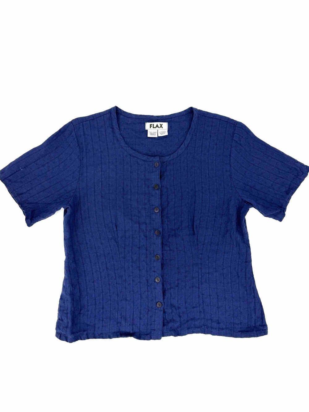 FLAX Short Sleeve Button-Front Women's Top Sz Small Lightweight Summer Linen